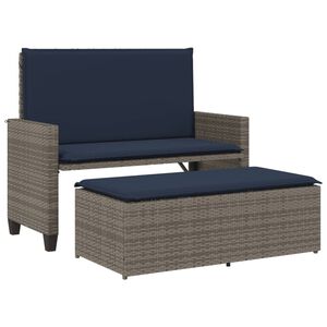 vidaXL Banc de jardin avec coussins et repose-pied gris résine tressée