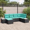 vidaXL Ensemble de canap&eacute; de jardin avec coussin 6 pcs Noir polyrotin