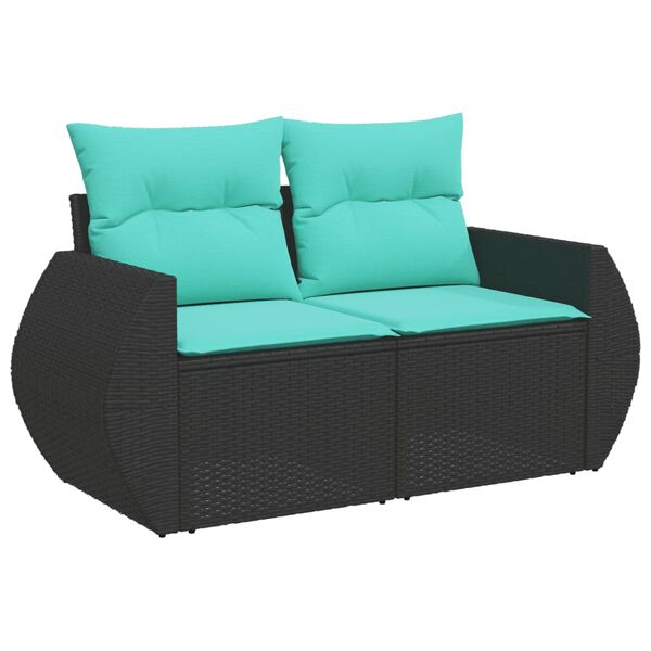 vidaXL Salon de jardin 8 pcs avec coussins noir r&eacute;sine tress&eacute;e