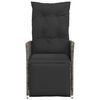 vidaXL Chaise inclinable de jardin avec coussins gris r&eacute;sine tress&eacute;e