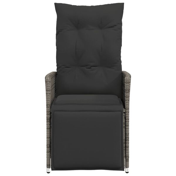 vidaXL Chaise inclinable de jardin avec coussins gris r&eacute;sine tress&eacute;e