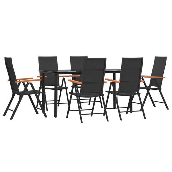 vidaXL Ensemble &agrave; manger de jardin 7 pcs Noir et marron R&eacute;sine tress&eacute;e
