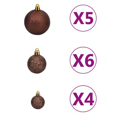 vidaXL Arbre de Noël artificiel pré-éclairé et boules rose 120 cm PVC