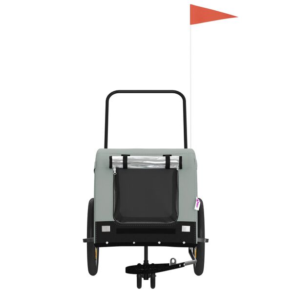 vidaXL Remorque de vélo pour animaux de compagnie gris et noir