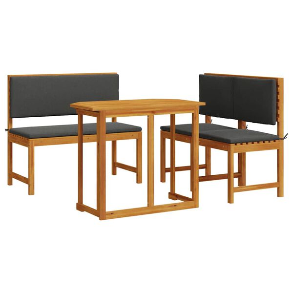 vidaXL Ensemble bistro de jardin 3 pcs Marron Bois d'Acacia Massif
