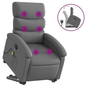 vidaXL Fauteuil inclinable de massage gris foncé tissu
