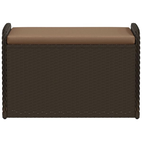 vidaXL Banc de rangement et coussin marron 80x51x52 cm résine tressée