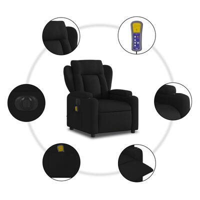 vidaXL Fauteuil inclinable de massage électrique noir tissu