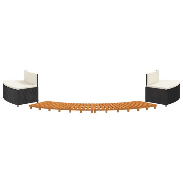 vidaXL Cadre de bain &agrave; remous noir r&eacute;sine tress&eacute;e bois massif d'acacia