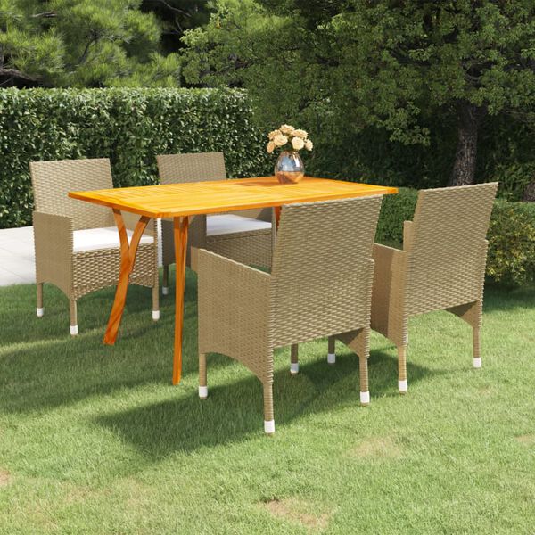vidaXL Ensemble à manger de jardin 5 pcs Beige