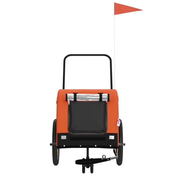 vidaXL Remorque de v&eacute;lo pour animaux de compagnie orange et noir