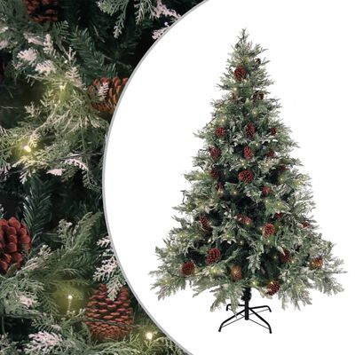 vidaXL Sapin de Noël pré-éclairé et pommes de pin vert 150cm PVC et PE