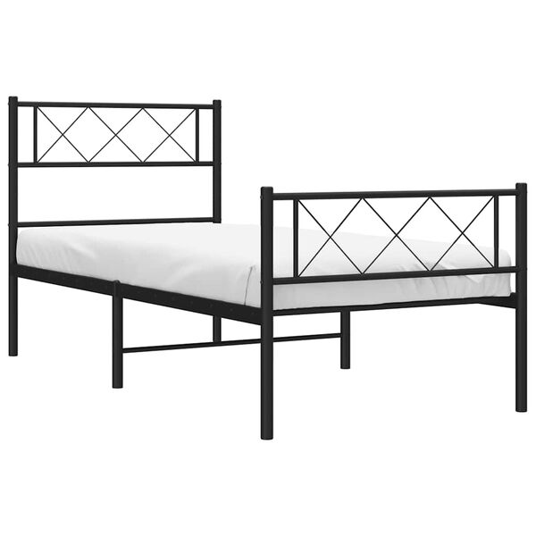 vidaXL Cadre de lit métal sans matelas et pied de lit noir 100x200 cm