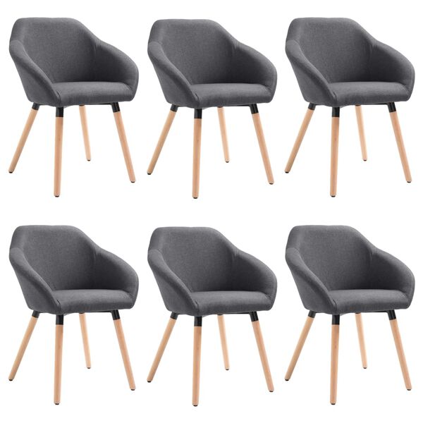 vidaXL Chaises &agrave; manger lot de 6 gris fonc&eacute; tissu
