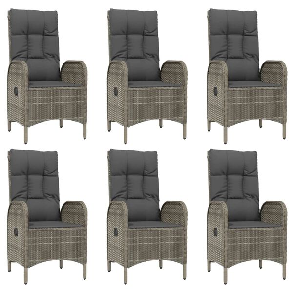 vidaXL Ensemble &agrave; manger de jardin 9 pcs coussins gris r&eacute;sine tress&eacute;e