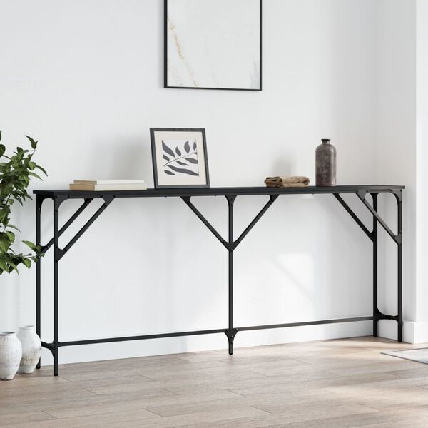 vidaXL Table console noir 180x23x75 cm bois d'ing&eacute;nierie