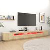 vidaXL Meuble TV avec lumi&egrave;res LED Ch&ecirc;ne sonoma 300x35x40 cm