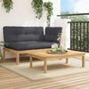 vidaXL Salon palette de jardin avec coussins 2pcs bois d'acacia massif