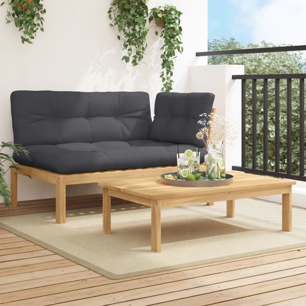 vidaXL Salon palette de jardin avec coussins 2pcs bois d'acacia massif