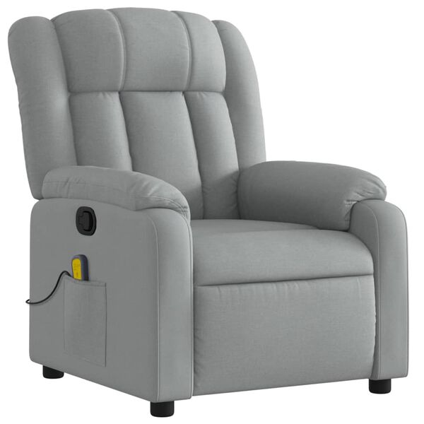 vidaXL Fauteuil inclinable de massage gris clair tissu
