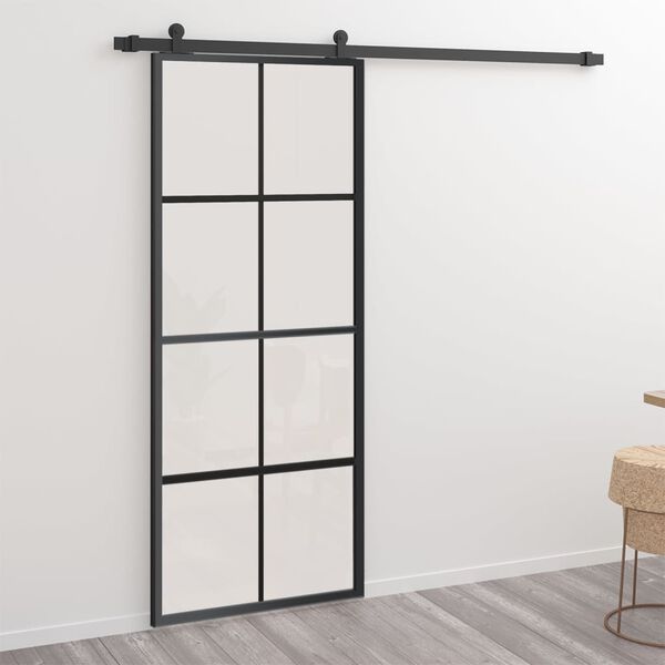 vidaXL Porte coulissante quincaillerie Aluminium et verre ESG 76x205cm