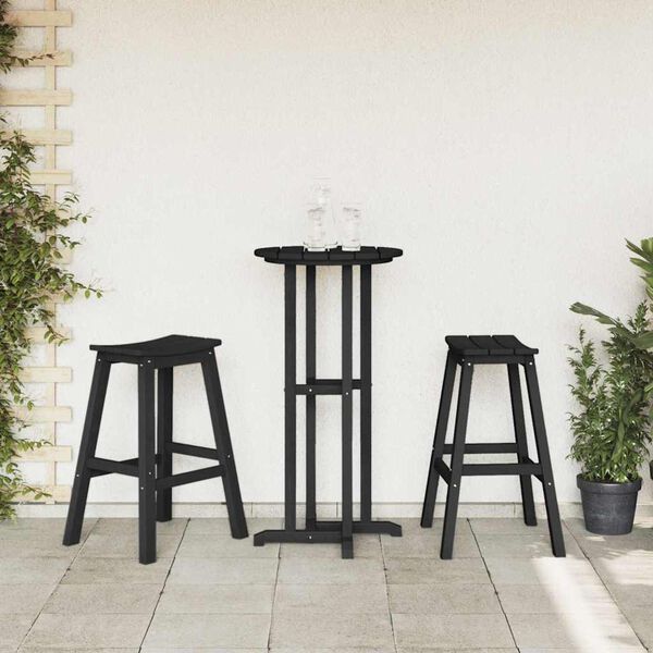 vidaXL Tabouret de bar 2 pcs Noir 52 x 43 x 73,5 cm HDPE