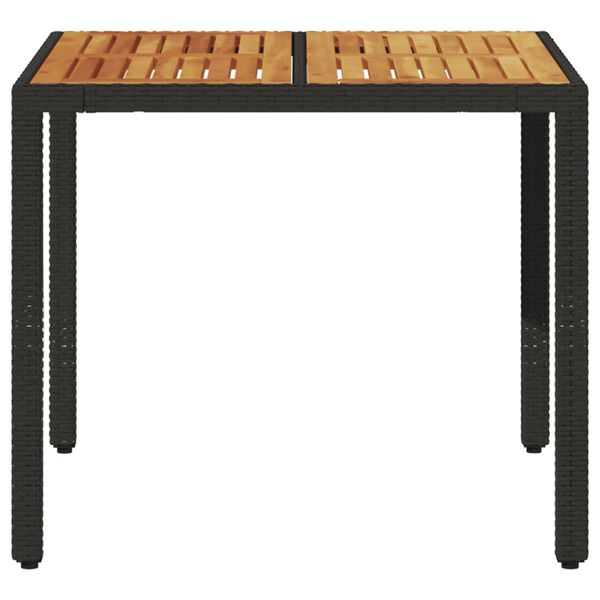 vidaXL Table de jardin et dessus en bois d'acacia noir r&eacute;sine tress&eacute;e