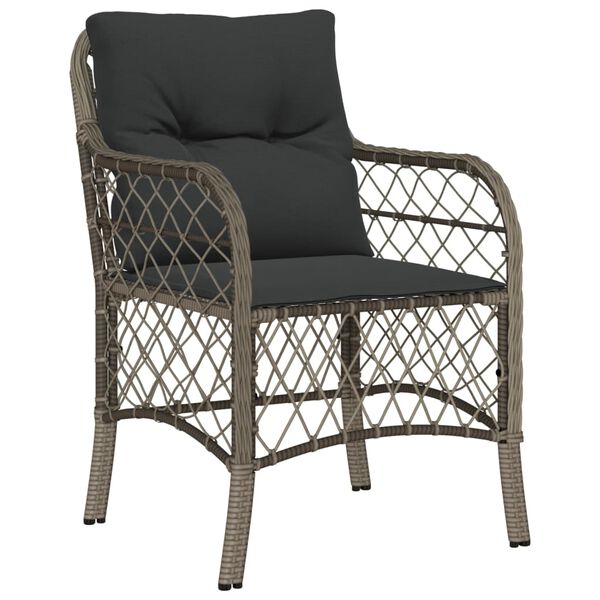 vidaXL Chaises de jardin avec coussins lot de 2 gris r&eacute;sine tress&eacute;e