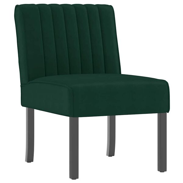 vidaXL Fauteuil sans accoudoirs vert fonc&eacute; velours