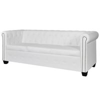 vidaXL Canapé Chesterfield à 3 places similicuir blanc