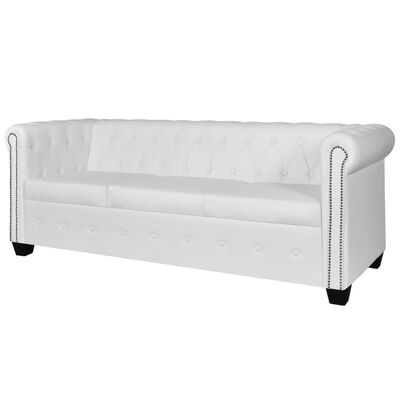 vidaXL Canapé Chesterfield à 3 places similicuir blanc