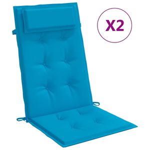 vidaXL Coussins de chaise &agrave; dossier haut lot de 2 bleu clair