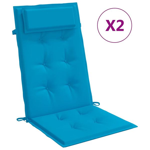 vidaXL Coussins de chaise &agrave; dossier haut lot de 2 bleu clair