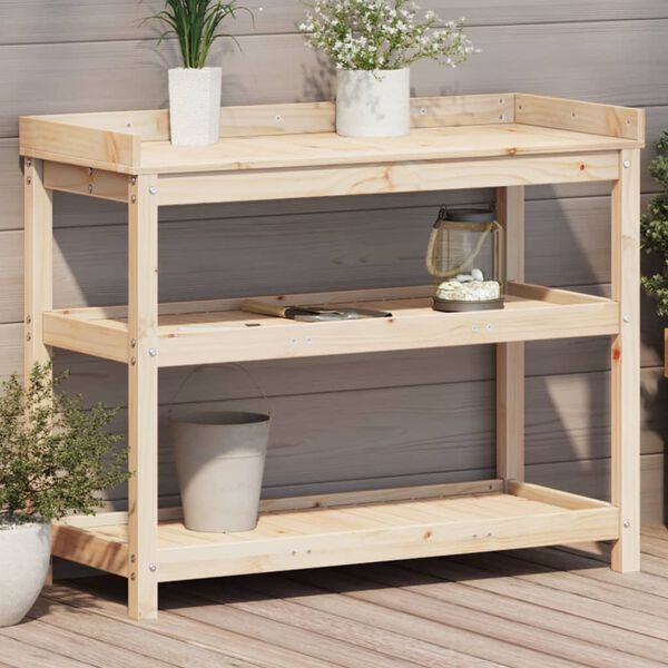 vidaXL Table de rempotage avec &eacute;tag&egrave;res 108x45x86,5 cm bois massif pin