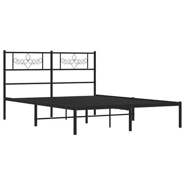 vidaXL Cadre de lit m&eacute;tal sans matelas avec t&ecirc;te de lit noir 150x200cm
