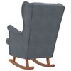 vidaXL Fauteuil &agrave; bascule &agrave; oreilles en velours gris fonc&eacute; bois massif