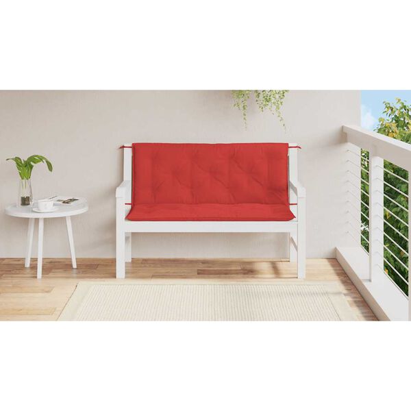 vidaXL Coussin de banc de jardin rouge 120x(50+50)x7 cm tissu oxford
