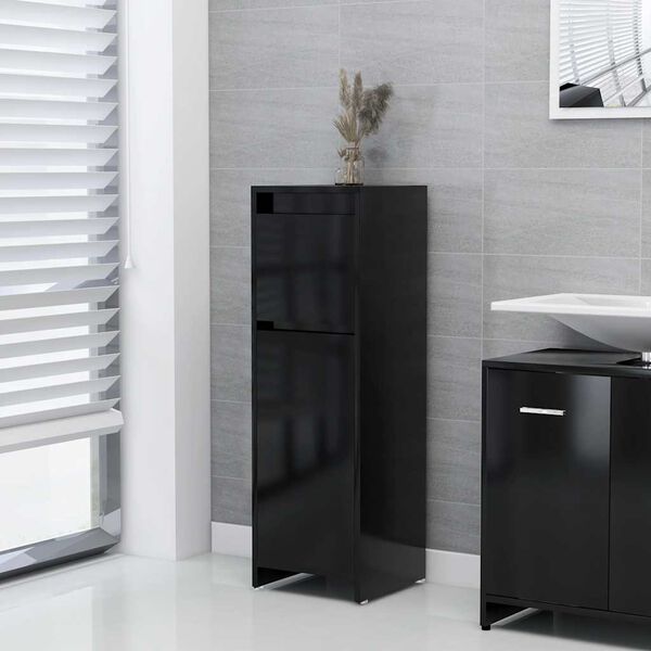 vidaXL Armoire de salle de bain Noir 30x30x95 cm Bois d'ing&eacute;nierie