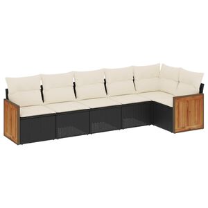 vidaXL Salon de jardin 6 pcs avec coussins noir r&eacute;sine tress&eacute;e