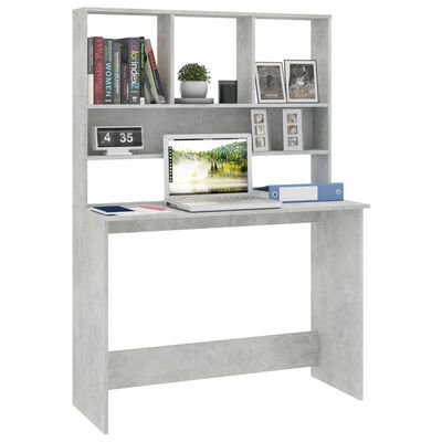 vidaXL Bureau avec étagères Gris béton 110 x 45 x 157 cm Aggloméré