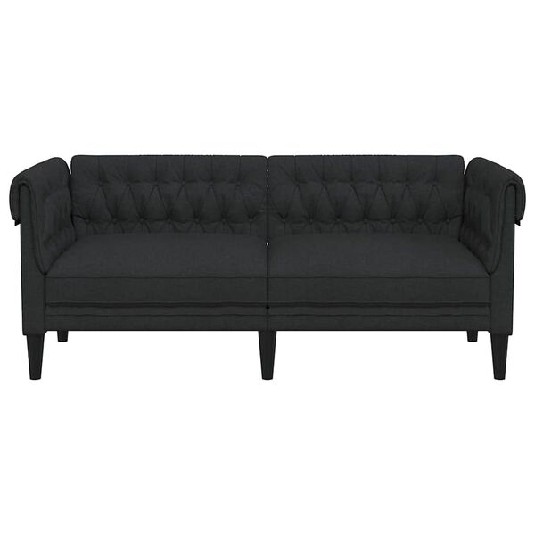 vidaXL Canap&eacute; Chesterfield 2 places noir tissu