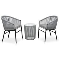 vidaXL Ensemble de bistro 3 pcs avec coussins Rotin PE Gris