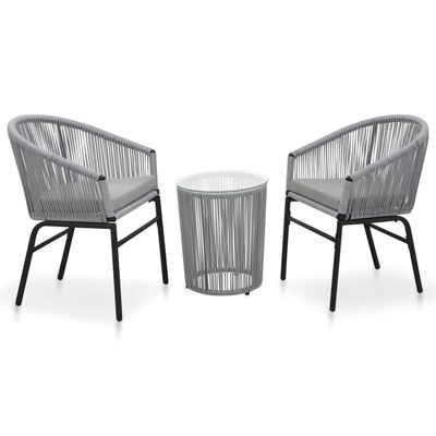 vidaXL Ensemble de bistro 3 pcs avec coussins Rotin PE Gris