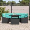 vidaXL Ensemble de canap&eacute; de jardin 7 pcs Noir et Bleu Poly rotin