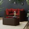 vidaXL Salon de jardin 4 pcs avec coussins Marron R&eacute;sine tress&eacute;e