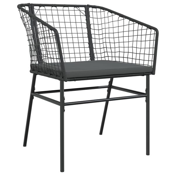 vidaXL Chaises de jardin lot de 2 avec coussins noir r&eacute;sine tress&eacute;e