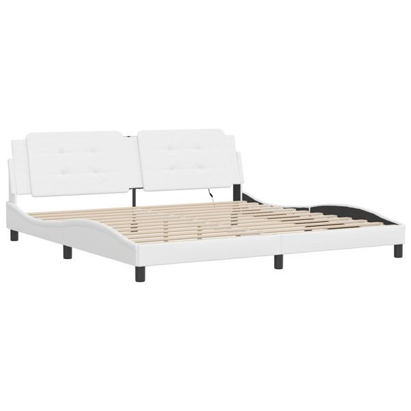 vidaXL Cadre de lit avec LED sans matelas Zadar blanc 193x203 cm