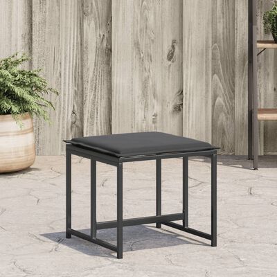 vidaXL Tabourets de jardin avec coussins lot de 4 noir acier/textilène