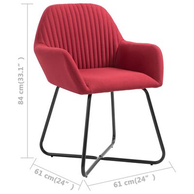 vidaXL Chaises à manger lot de 2 rouge bordeaux tissu