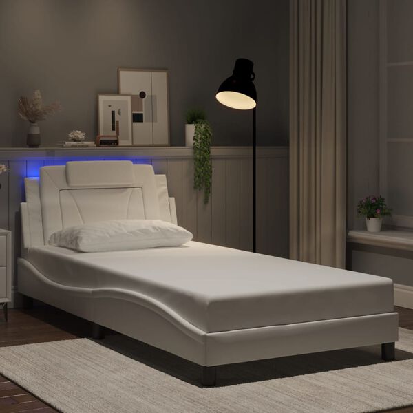 vidaXL Cadre de lit Viana avec LED sans matelas blanc 100x190 cm